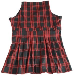 CCX City Chic XXL/24 Red Black Plaid Pleated Buckle Strap V-Neck Dress